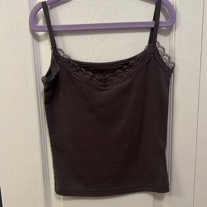 Grey Lace Trim Tank Top